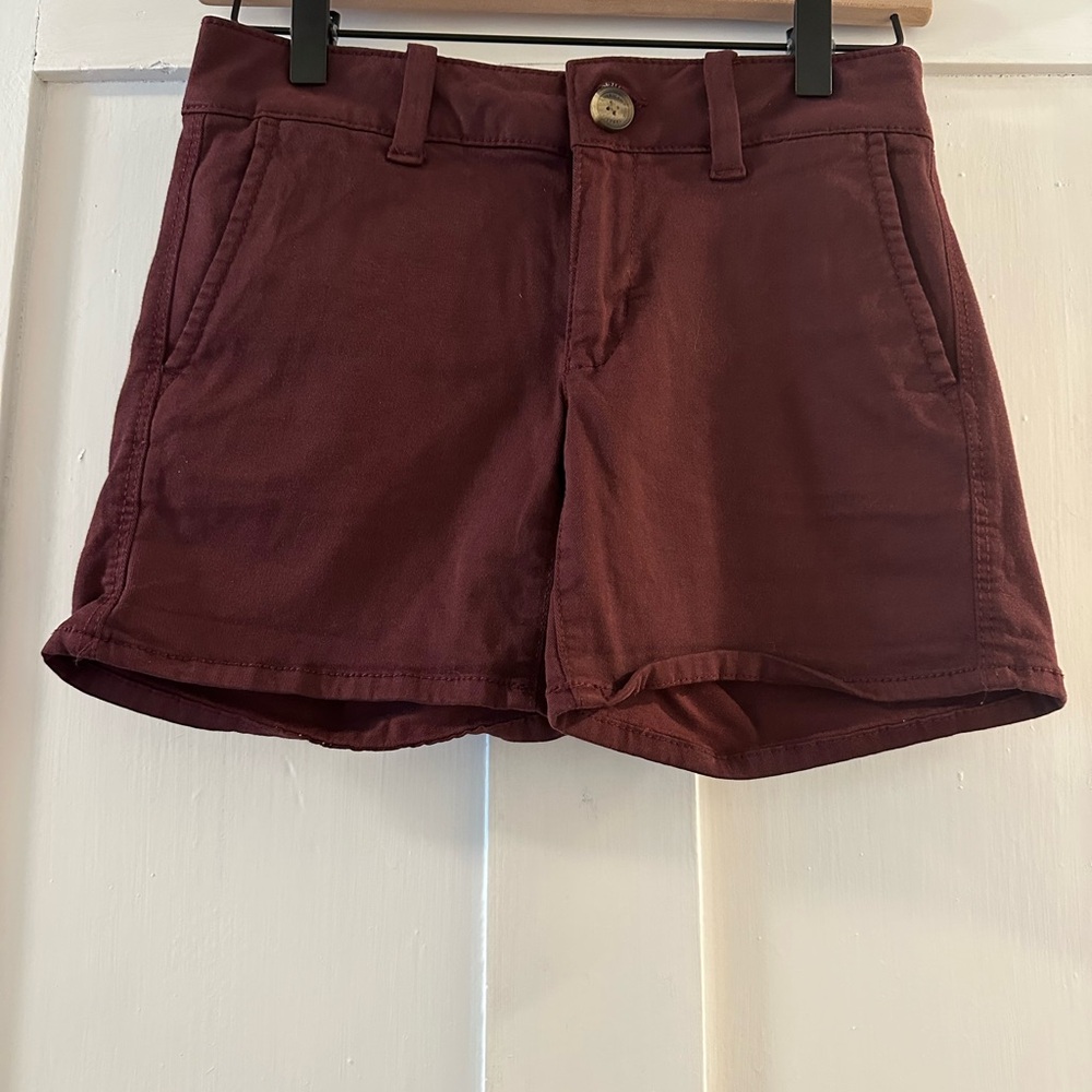 American Eagle Outfitters Red Bermuda Shorts Classic Cotton Blend